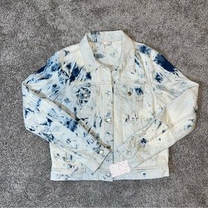 FREE PEOPLE ‘Rumors Denim Tye Die’ JEAN JACKET SIZE WOMENS LARGE